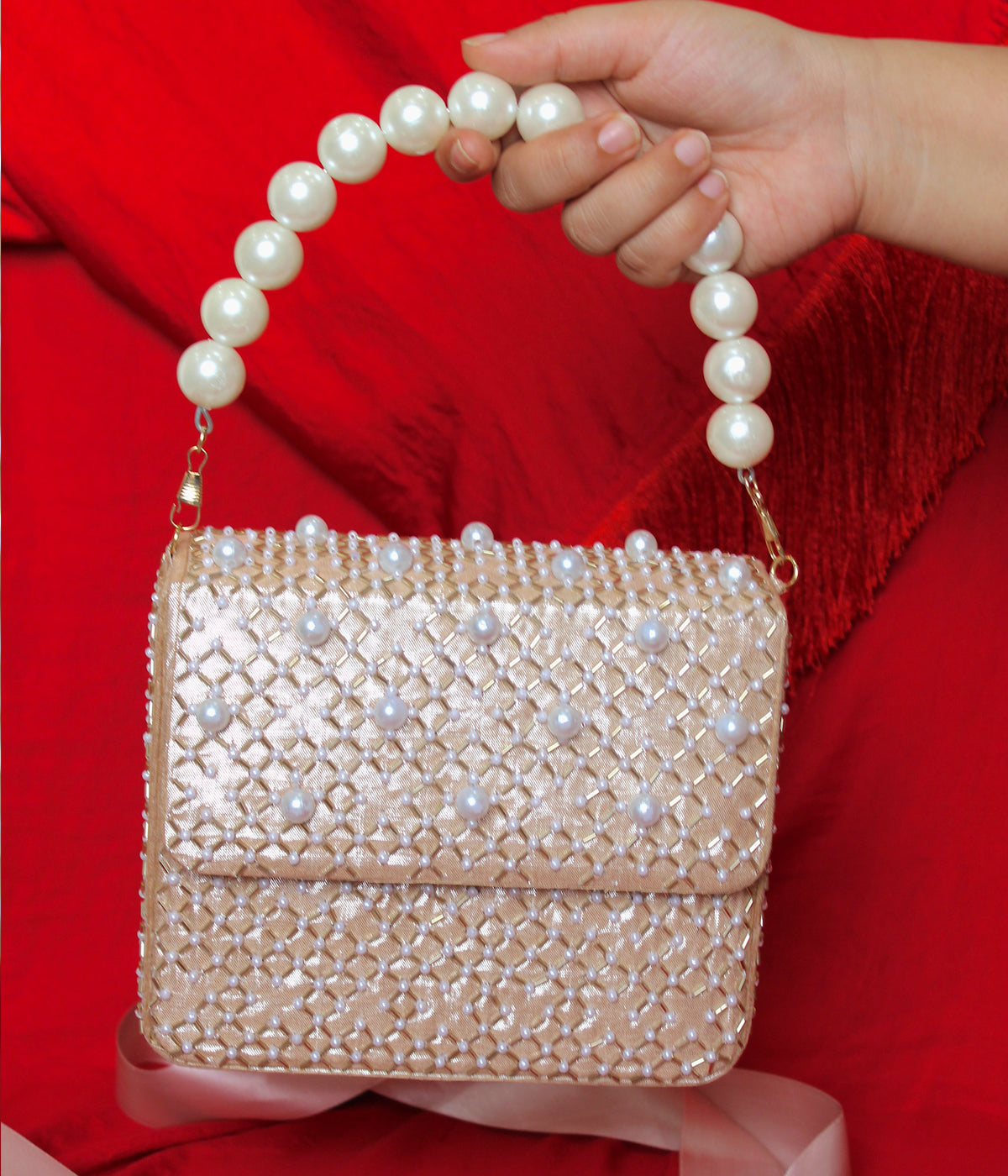 PEARL SHIMMER PURSE WITH HANDLE