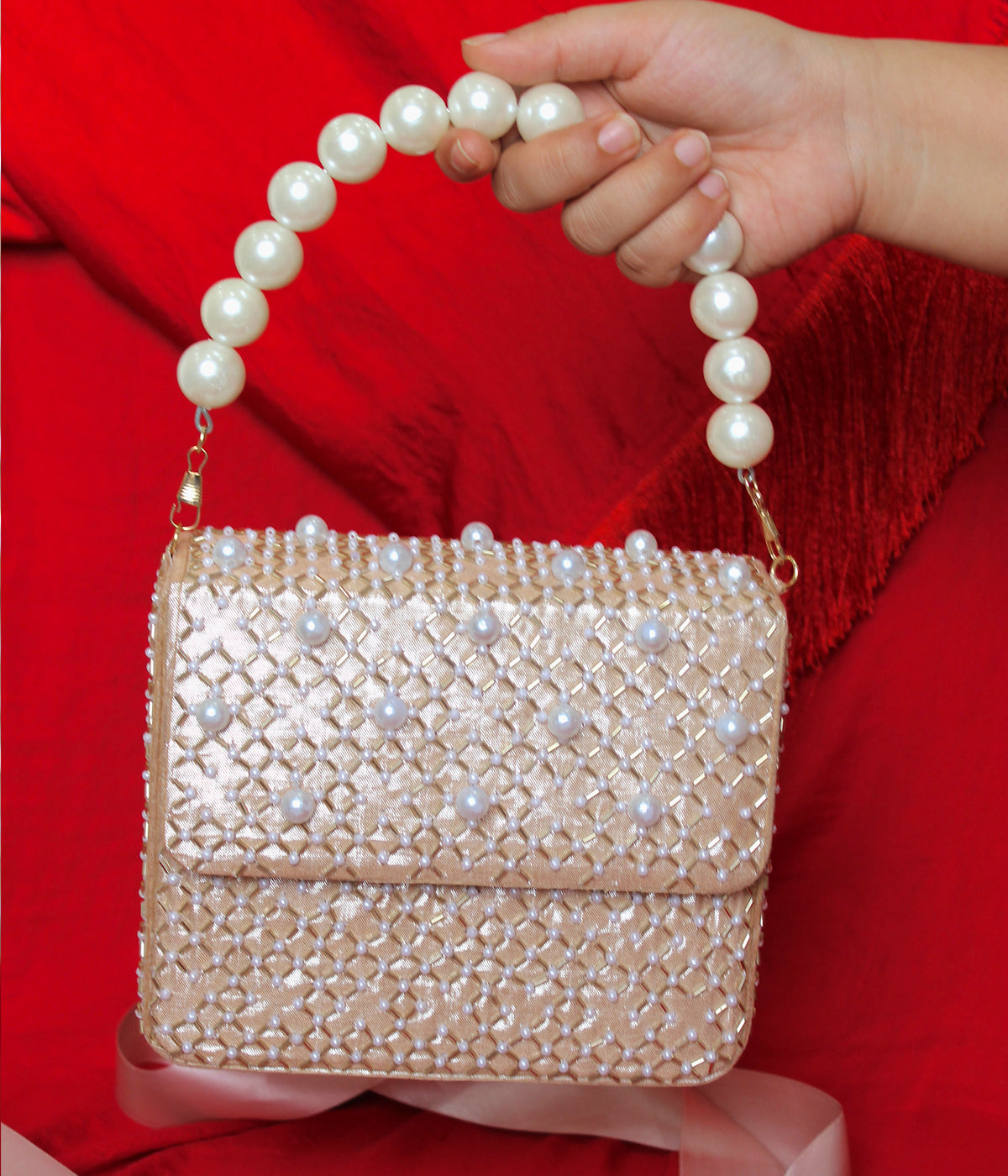 PEARL SHIMMER PURSE WITH HANDLE – Fezacollection - Main Image