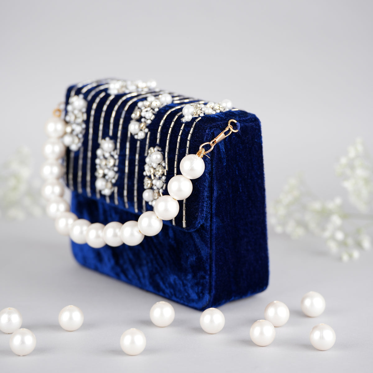 OCEANIC VELVET EMBELLISHED BAG