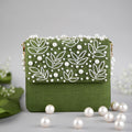 PEARL EMBELLISHED OLIVE BAG