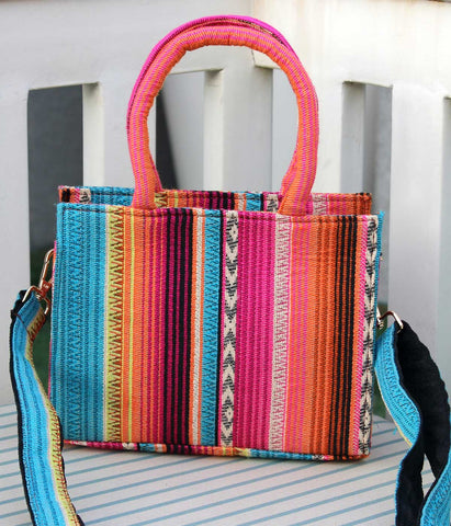 WEAVED COLORFUL SMALL TOTE BAG