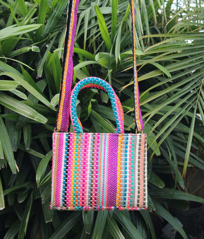 MULTIHUED WEAVED SMALL TOTE BAG