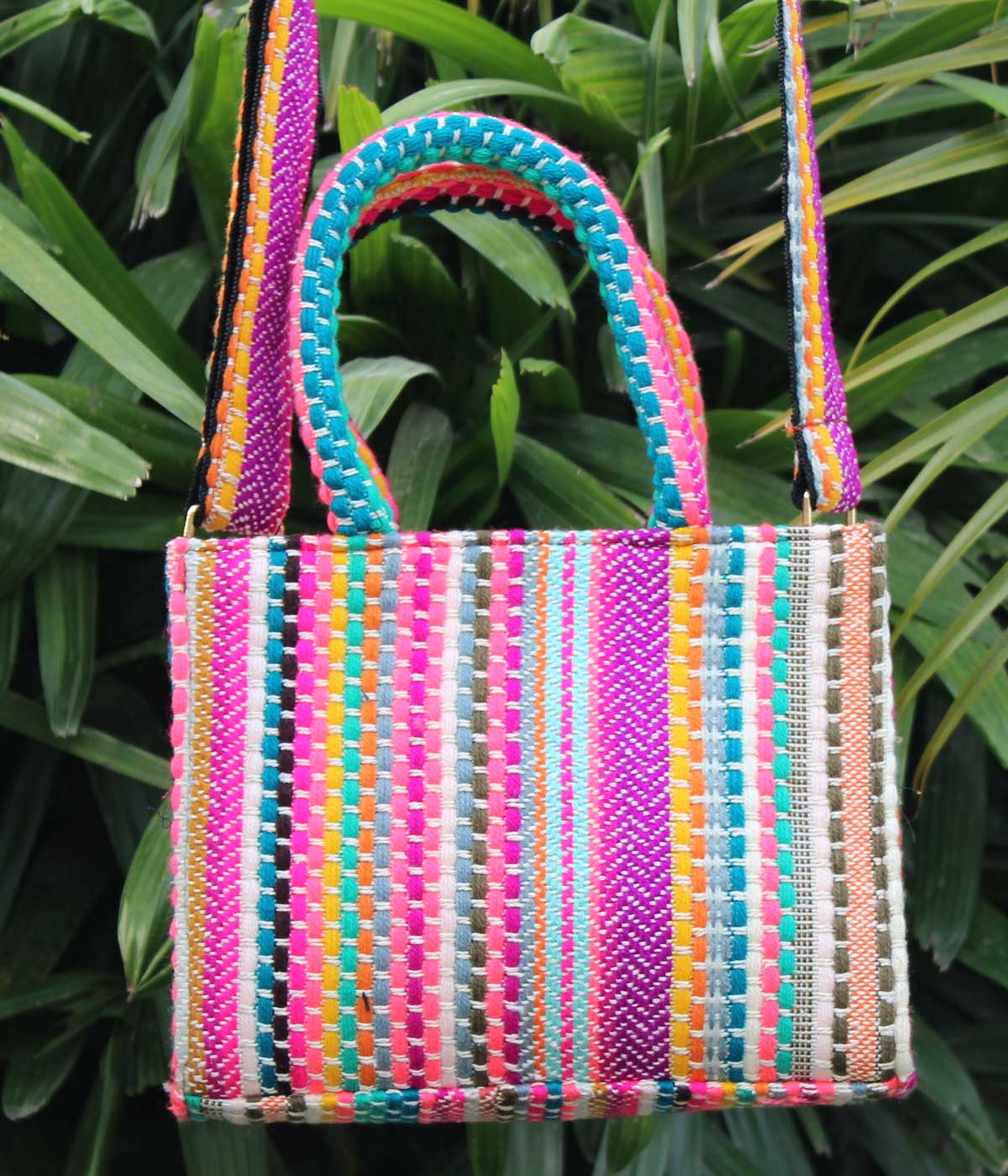 MULTIHUED WEAVED SMALL TOTE BAG