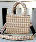 HOUNDSTOOTH BROWN SMALL TOTE BAG
