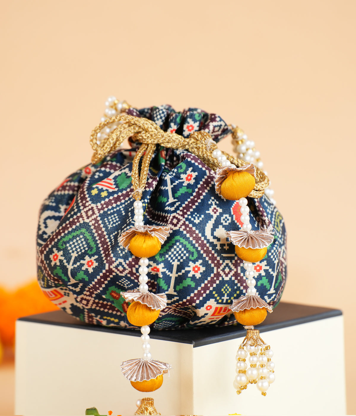 BLUE PATOLA MATKA POTLI BAG