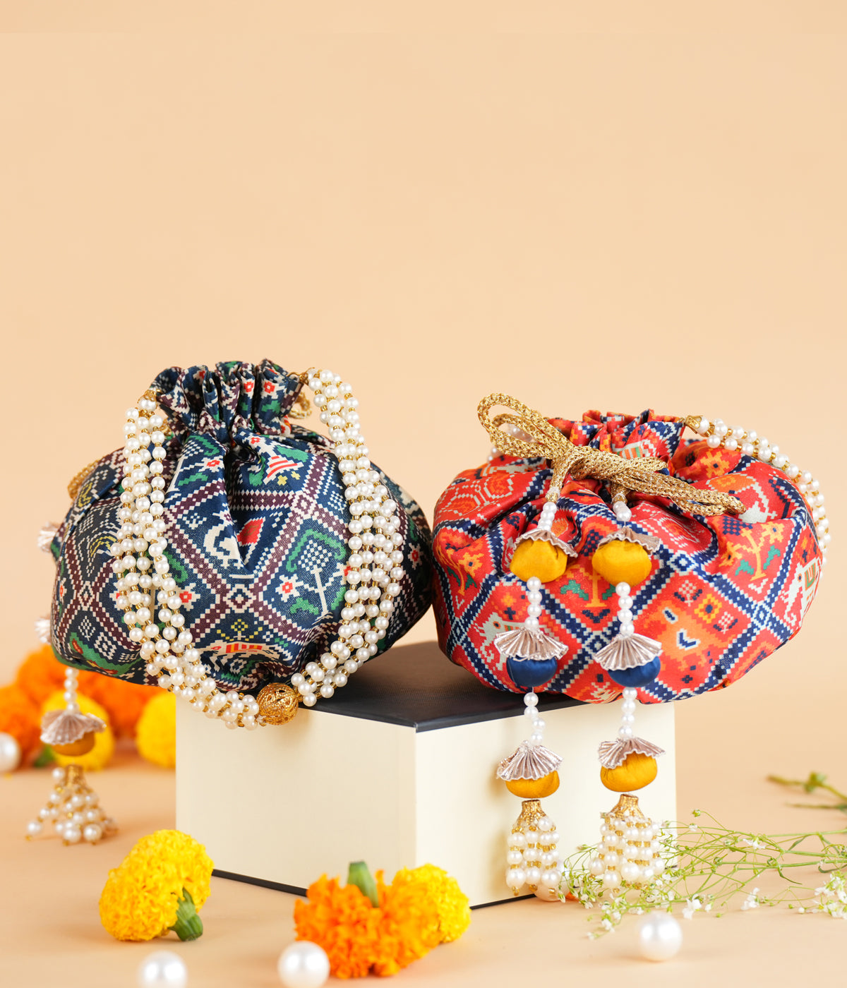 BLUE PATOLA MATKA POTLI BAG