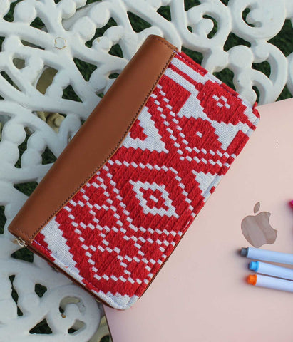 RED JACQUARD WALLET