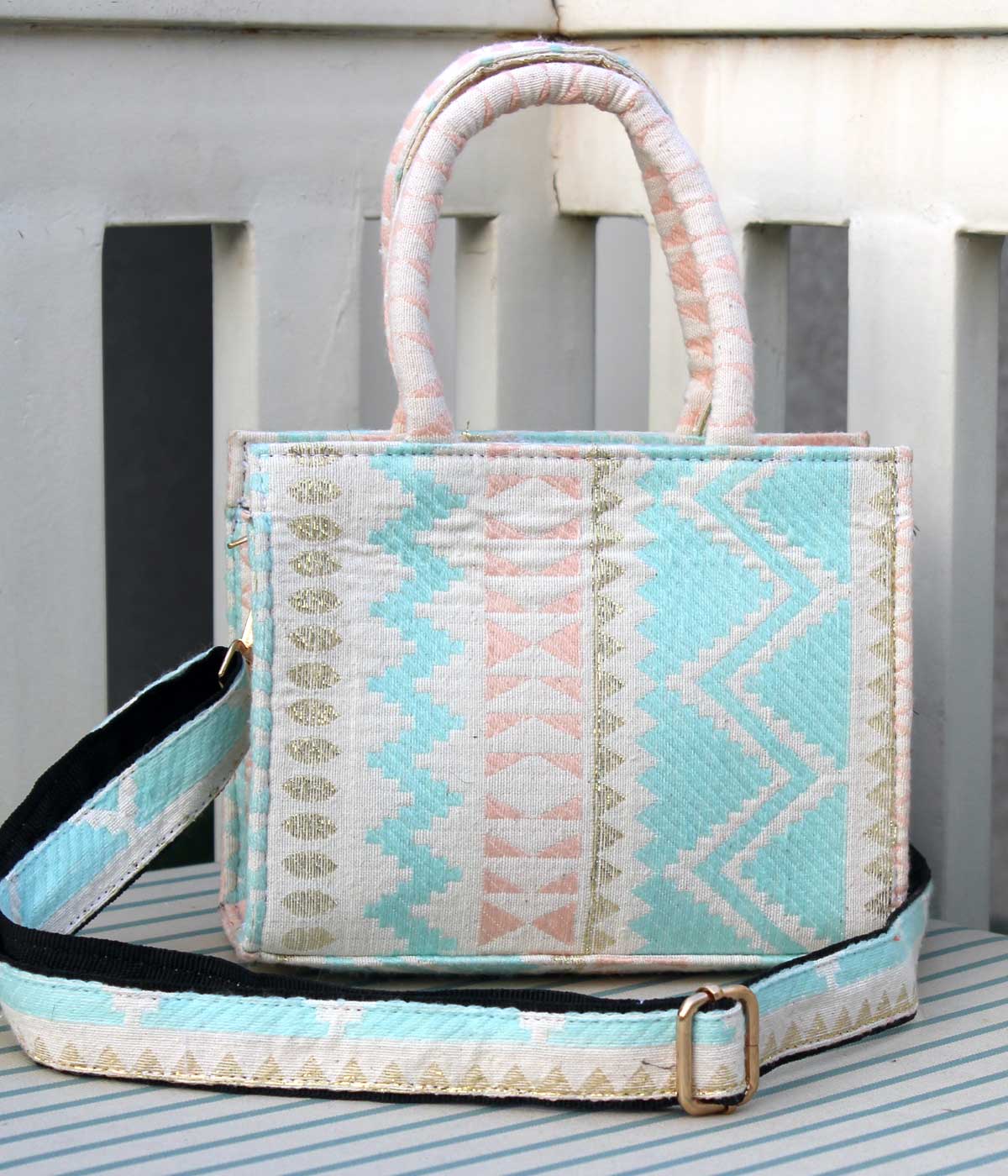 WEAVED PASTEL SMALL TOTE BAG