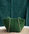 GREEN CORDUROY BUCKET SLING BAG