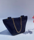 BLUE CORDUROY BUCKET SLING BAG