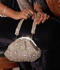 ELIXIR SILVER SOFT CLUTCH WITH HANDLE