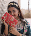 GOLDEN BANDHEJ CLUTCH BAG